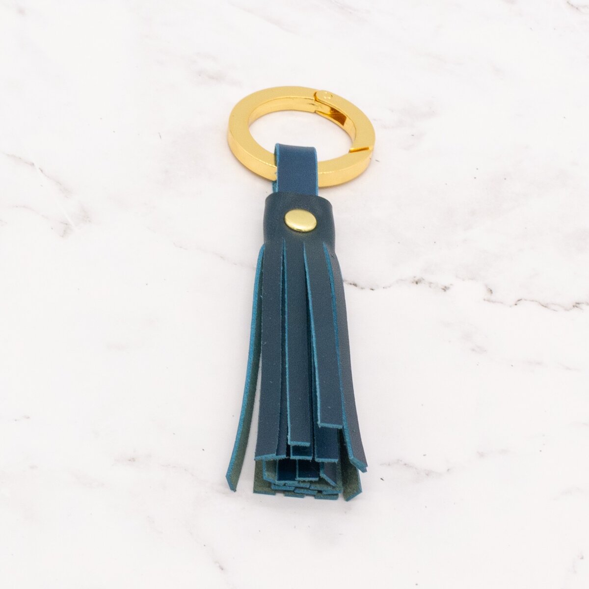 Leather Tassel with Gold-Tone Chunky Spring Gate Ring 4 Leather Tassel with Gold-Tone Chunky Spring Gate Ring - Image 4