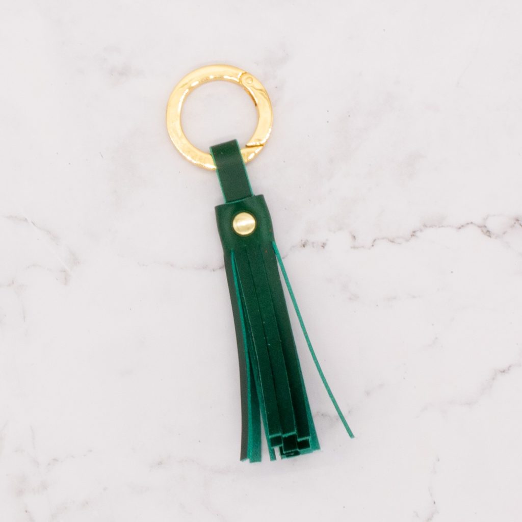 Leather Tassel with Gold-Tone Chunky Spring Gate Ring