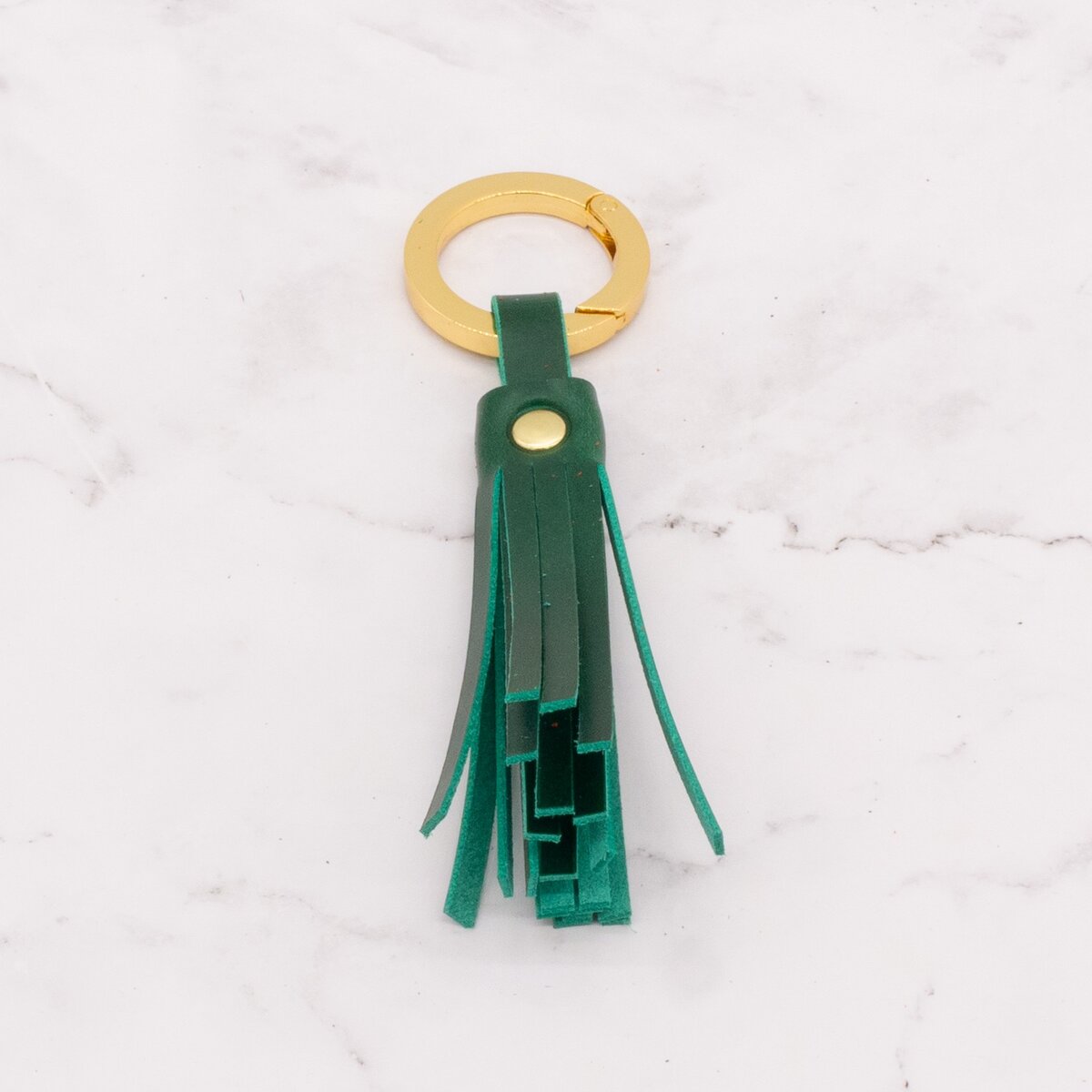 Leather Tassel with Gold-Tone Chunky Spring Gate Ring 9 Leather Tassel with Gold-Tone Chunky Spring Gate Ring - Image 9