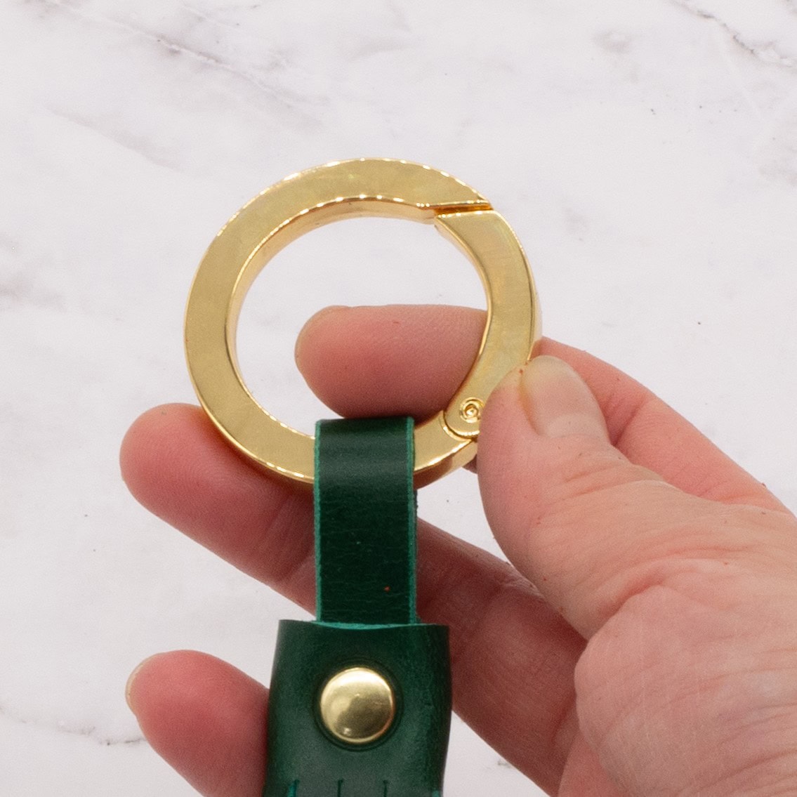 Leather Tassel with Gold-Tone Chunky Spring Gate Ring 10 Leather Tassel with Gold-Tone Chunky Spring Gate Ring - Image 10