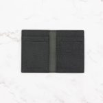 Compact Modern Design Bifold Wallet - Black Pebbled Leather,  6 Card Pockets