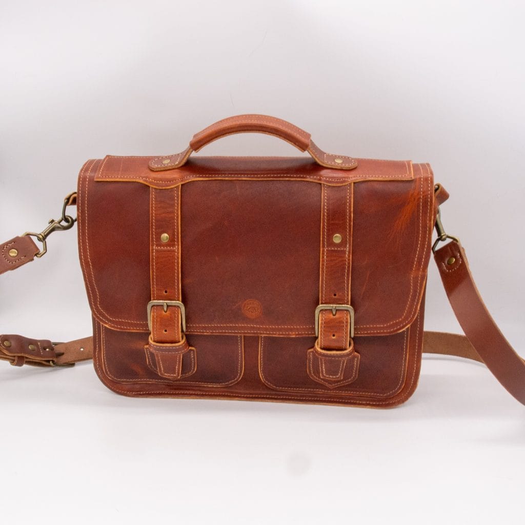 The Venture Leather Briefcase | Double Compartment | Medium Brown