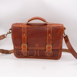 The Venture Leather Briefcase | Double Compartment | Medium Brown